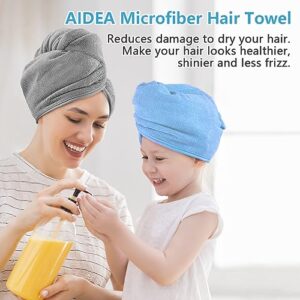 AIDEA Microfiber Hair Towel Wrap, 5 Pack Hair Turbans, Super Absorbent Quick Dry Hair Towel Wrap for All Hair Types Anti Frizz, 26"×10"