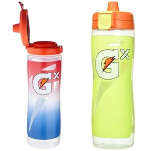 Gatorade Gx Hydration System, Non-Slip Gx Squeeze Bottles Faded Flag & Gx Hydration System, Non-Slip Gx Squeeze Bottles Neon Yellow Plastic, 30 Oz