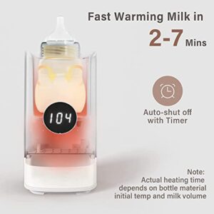 Baby Bottle Warmer, Bottle Warmer for Breastmilk/Formula, 5-in-1 Food Heater, Baby Milk Bottle Warmer with Timer, LCD Display, Accurate Temperature Control, 24H Constant Warming, Power-Off Protection