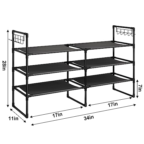 Fixwal Shoe Rack for Closet, Black, 4 Tiers, Shoe Organizer for Closet, Metal Shoe Storage for Entryway, Bedroom Closet