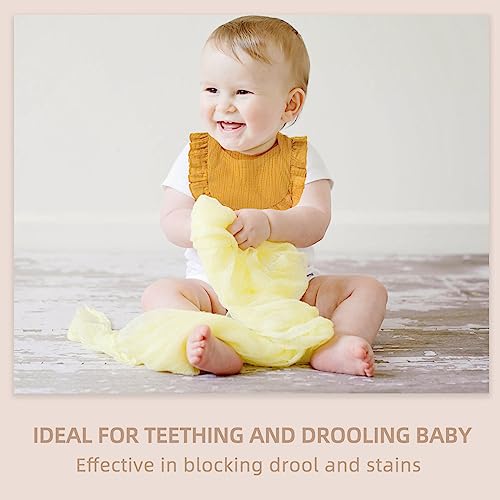 Baby Muslin Bibs for Baby Girl & Boys, Bandana Bibs Soft Drool Baby Bibs 100% Cotton Bibs Organic Solid Colors Lap-Shoulder Bibs Toddlers Infants Teething(8 PACK)