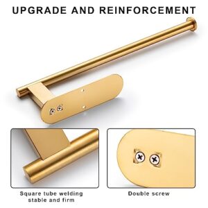 Honmein Paper Towel Holder, Upgrade SUS304 Stainless Steel Paper Towel Holder Under Cabinet, Bend-Resistant, Self-Adhesive or Drill mounting (Gold)