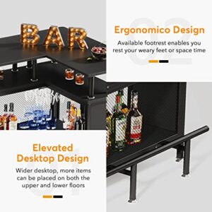 LITTLE TREE Home Bar Unit Mini Liquor Table Cabinet, Black