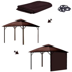 AONEAR Gazebo Privacy Curtain with Zipper Side Wall Universal Replacement for 10' x 12' Gazebo, Patio, Outdoor Canopy, Garden and Backyard, Coffee Brown (1-Panel Curtain Only)