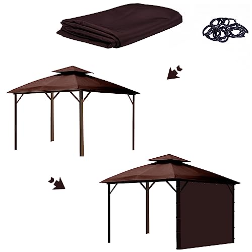 AONEAR Gazebo Privacy Curtain with Zipper Side Wall Universal Replacement for 10' x 12' Gazebo, Patio, Outdoor Canopy, Garden and Backyard, Coffee Brown (1-Panel Curtain Only)