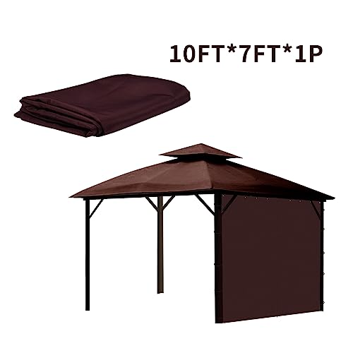 AONEAR Gazebo Privacy Curtain with Zipper Side Wall Universal Replacement for 10' x 12' Gazebo, Patio, Outdoor Canopy, Garden and Backyard, Coffee Brown (1-Panel Curtain Only)