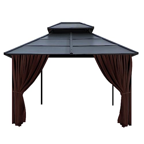 AONEAR Gazebo Privacy Curtain with Zipper Side Wall Universal Replacement for 10' x 12' Gazebo, Patio, Outdoor Canopy, Garden and Backyard, Coffee Brown (1-Panel Curtain Only)