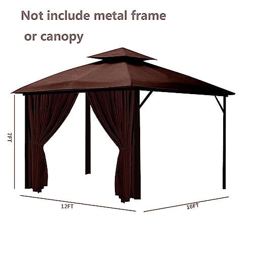 AONEAR Gazebo Privacy Curtain with Zipper Side Wall Universal Replacement for 10' x 12' Gazebo, Patio, Outdoor Canopy, Garden and Backyard, Coffee Brown (1-Panel Curtain Only)