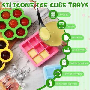 Hoolerry 6 Pcs Silicone Baby Food Storage Containers Baby Food Freezer Tray with Lids Milk Trays for Breastmilk Baby Food Ice Cube Trays for Homemade Baby Food Fruit Purees Vegetable (Large)