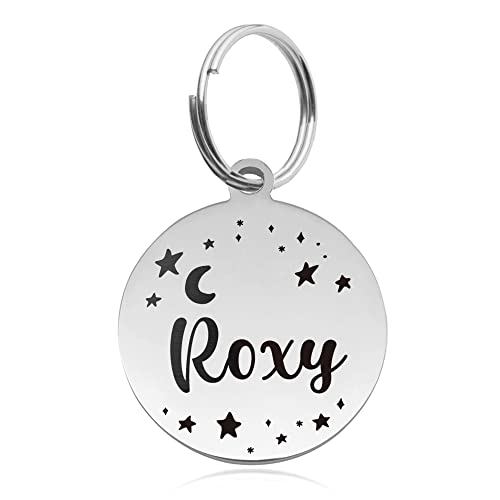 Dog Tags for Pets Personalized ID Tags for Dogs Cats Pets Dog Tag Engraved Stainless Steel Dog Tags Name Tag Custom Dog Tags ID Tag Collar for Puppy Cat Dogs 4 Colours 2 Sizes S/L (Round,Design4)