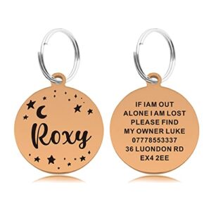 Dog Tags for Pets Personalized ID Tags for Dogs Cats Pets Dog Tag Engraved Stainless Steel Dog Tags Name Tag Custom Dog Tags ID Tag Collar for Puppy Cat Dogs 4 Colours 2 Sizes S/L (Round,Design4)