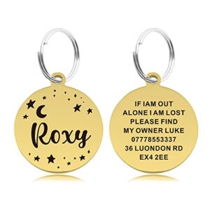 Dog Tags for Pets Personalized ID Tags for Dogs Cats Pets Dog Tag Engraved Stainless Steel Dog Tags Name Tag Custom Dog Tags ID Tag Collar for Puppy Cat Dogs 4 Colours 2 Sizes S/L (Round,Design4)