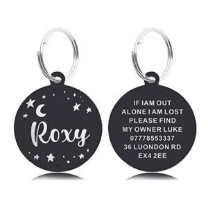 Dog Tags for Pets Personalized ID Tags for Dogs Cats Pets Dog Tag Engraved Stainless Steel Dog Tags Name Tag Custom Dog Tags ID Tag Collar for Puppy Cat Dogs 4 Colours 2 Sizes S/L (Round,Design4)