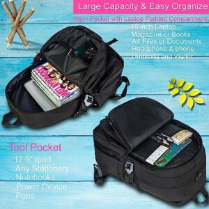 Laptop Backpack for Girls, Women College School Bookbag, 15.6" Cute Aesthetic Computer Water Resistant Anti Theft School Bags for Teens Girls Students - Black