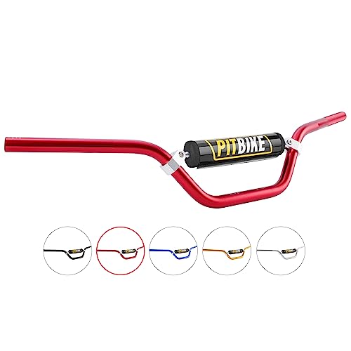 Handlebars 7/8 Inch for Motorcycle,RUTU Upgraded Universal Dirt Bike Handle Bar with Crossbar Pad Mid-Rise Mini Bike Pit Bike Handlebar for Motocross ATV Quad - Red