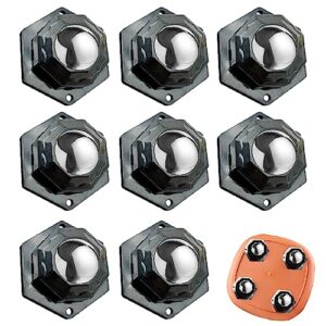 mini caster wheels for small appliances, 360°rotation self adhesive caster wheels, stainless steel rollers universal wheel for trash can, storage bins bottom (8 pcs, black) apbats