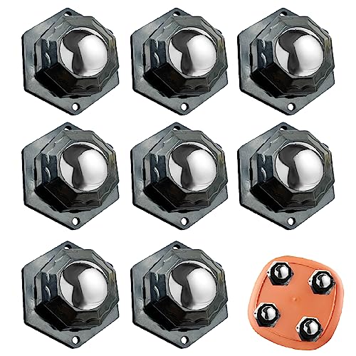 Mini Caster Wheels for Small Appliances, 360°Rotation Self Adhesive Caster Wheels, Stainless Steel Rollers Universal Wheel for Trash Can, Storage Bins Bottom (8 PCS, Black) APBATS