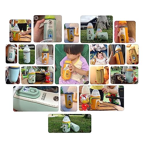 Portable Bottle Warmer for Travel - 40-50℃ Adjustable - Mini Baby Bottle Heater for Breastmilk Powder Milk Water, Fast Night Feeding Milk Warmer for Newborn, Green, 6 Gears for 40/42/44/46/48/50℃