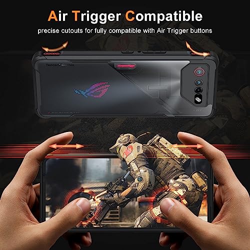 Fanbiya Armor Case for ASUS ROG Phone 7 Case with Camera Protector, Soft Slim TPU Clear Acrylic PC Back Full Body Protection Rugged Shockproof Case with Tempered Glass