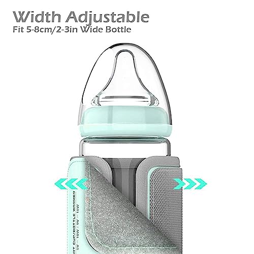 Portable Bottle Warmer for Travel - 40-50℃ Adjustable - Mini Baby Bottle Heater for Breastmilk Powder Milk Water, Fast Night Feeding Milk Warmer for Newborn, Green, 6 Gears for 40/42/44/46/48/50℃