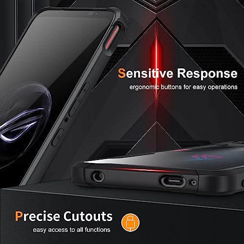 Fanbiya Armor Case for ASUS ROG Phone 7 Case with Camera Protector, Soft Slim TPU Clear Acrylic PC Back Full Body Protection Rugged Shockproof Case with Tempered Glass