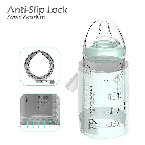 Portable Bottle Warmer for Travel - 40-50℃ Adjustable - Mini Baby Bottle Heater for Breastmilk Powder Milk Water, Fast Night Feeding Milk Warmer for Newborn, Green, 6 Gears for 40/42/44/46/48/50℃