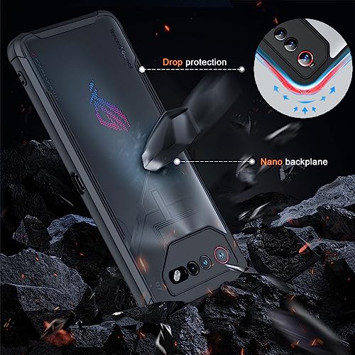 Fanbiya Armor Case for ASUS ROG Phone 7 Case with Camera Protector, Soft Slim TPU Clear Acrylic PC Back Full Body Protection Rugged Shockproof Case with Tempered Glass