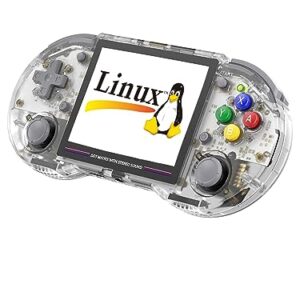 RG353PS Retro Handheld Game Console, 3.5 Inch IPS Screen Linux System RK3566 Chip 16+64G TF Card Preinstalled 8000+ Games (White Transparent)