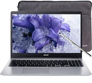 acer newest chromebook 315 15.6" fhd 1080p ips touchscreen laptop pc, intel celeron n4020 dual-core processor, 4gb ddr4 ram, 64gb emmc, webcam, wifi, 12 hrs battery life, chrome os, w/sleeve & stylus