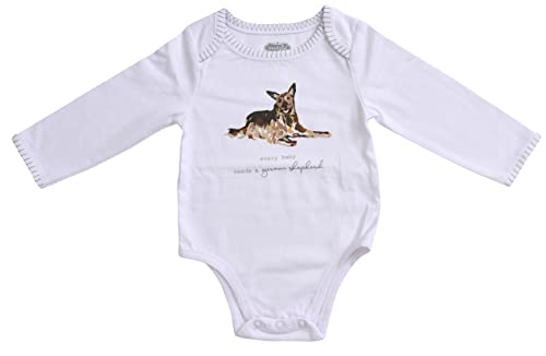 Mud Pie Baby Dog Breed Bodysuit and Bib Set, German Shepherd, 0-6 Months