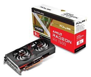 sapphire 11324-01-20g pulse amd radeon rx 7600 gaming graphics card with 8gb gddr6, amd rdna 3