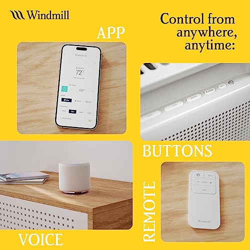 Windmill Smart Inverter Air Conditioner with Whisper Tech, Easy to Install, Ultra Quiet Window Air Conditioner, 35% More Efficient, Auto-Dimming LED Display, App and Voice-Enabled, 8,000 BTU