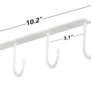 Mkono Under Cabinet Mug Hanger Set of 3 Metal Mug Hooks Coffee Cup Holder with 12 Hooks Simple Coffee Mug Organizer for Cabinet Shelf Modern Mug Storage Display Rack for Kitchen Coffee Bar, White