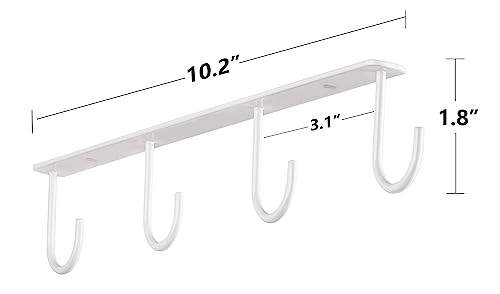 Mkono Under Cabinet Mug Hanger Set of 3 Metal Mug Hooks Coffee Cup Holder with 12 Hooks Simple Coffee Mug Organizer for Cabinet Shelf Modern Mug Storage Display Rack for Kitchen Coffee Bar, White