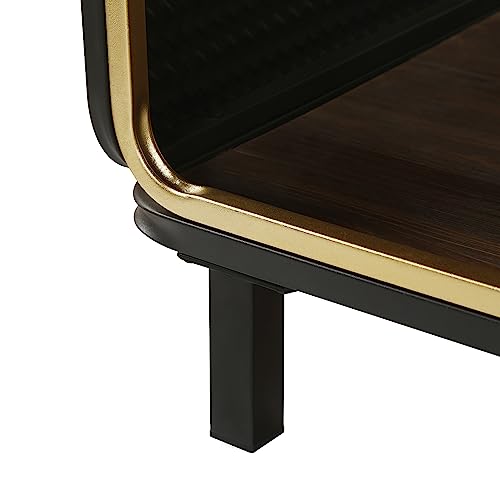 WWZGGO 47in Wood 2-Tier Coffee Table with Storage Shelf Rustic Accent Furniture Metal Frame Brown