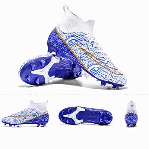 Men's Soccer Cleats High Top AG Spikes Indoor Outdoor Baseball Ankle-Cuff Boots Athletic Professional Firm Ground Turf Non-Slipping Football Sneaker
