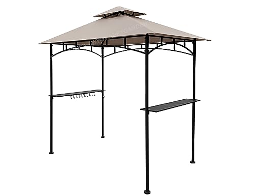 APEX GARDEN Replacement Canopy Top CAN ONLY FIT for Model #L-GG001PST-F 8' X 5' Brown Double Tiered Canopy Grill BBQ Gazebo (Top Only) (Beige)