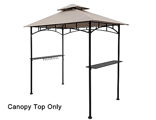 APEX GARDEN Replacement Canopy Top CAN ONLY FIT for Model #L-GG001PST-F 8' X 5' Brown Double Tiered Canopy Grill BBQ Gazebo (Top Only) (Beige)