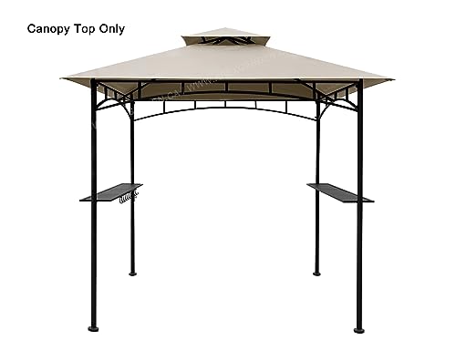 APEX GARDEN Replacement Canopy Top CAN ONLY FIT for Model #L-GG001PST-F 8' X 5' Brown Double Tiered Canopy Grill BBQ Gazebo (Top Only) (Beige)