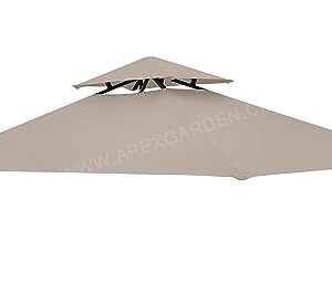 APEX GARDEN Replacement Canopy Top CAN ONLY FIT for Model #L-GG001PST-F 8' X 5' Brown Double Tiered Canopy Grill BBQ Gazebo (Top Only) (Beige)