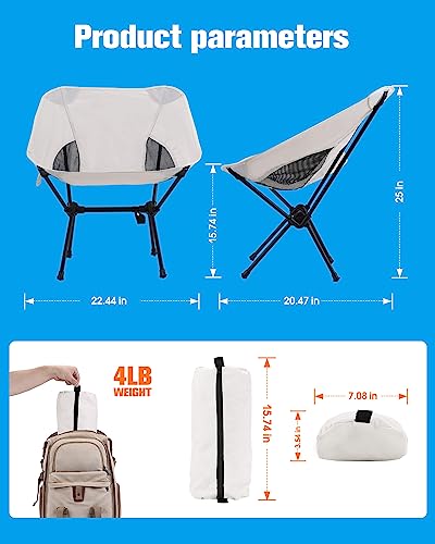 IFOKER Camping Chair Compact,Beach Chair High Hardness,Portable Folding Chair for Camping,Beach,Hiking,Campfire