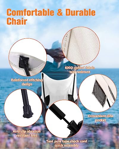 IFOKER Camping Chair Compact,Beach Chair High Hardness,Portable Folding Chair for Camping,Beach,Hiking,Campfire