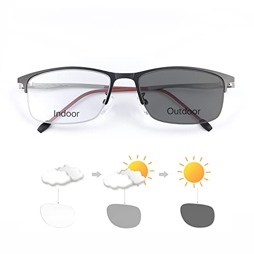 LJIMI Photochromic Progressive Multifocus Spring Hinge Reading Sunglasses UV Protection Multifocal Trifocal Transition Sun Readers Blue Light Blocking Computer Glasses for Women Men Anti Glare Eyewear