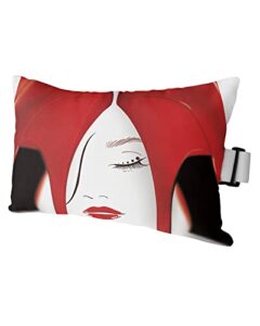 throw pillows with strap, neck & lumbar support pillow oudoor patio pillows, sexy woman hiding behind red high heels stick figure pillow for recliner, beach chair, office chair, sofa, armchair