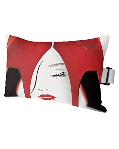 Throw Pillows with Strap, Neck & Lumbar Support Pillow Oudoor Patio Pillows, Sexy Woman Hiding Behind Red High Heels Stick Figure Pillow for Recliner, Beach Chair, Office Chair, Sofa, Armchair