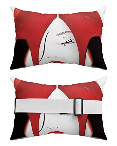 Throw Pillows with Strap, Neck & Lumbar Support Pillow Oudoor Patio Pillows, Sexy Woman Hiding Behind Red High Heels Stick Figure Pillow for Recliner, Beach Chair, Office Chair, Sofa, Armchair