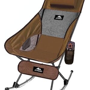 AnYoker Camping Chair, High-Back Compact Backpacking Chair, Portable Folding Chair, Beach Chair with Side Pocket and headrest, Lightweight Hiking Chair 0066YY (Coffee)