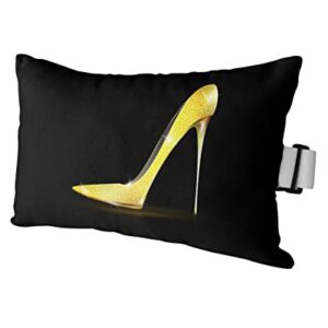 SEVENBABU Throw Pillows with Strap, Neck & Lumbar Support Pillow Oudoor Patio Pillows, Golden Glitter High Heels Pillow for Recliner, Beach Chair, Office Chair, Sofa, Armchair