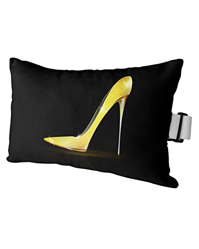 SEVENBABU Throw Pillows with Strap, Neck & Lumbar Support Pillow Oudoor Patio Pillows, Golden Glitter High Heels Pillow for Recliner, Beach Chair, Office Chair, Sofa, Armchair