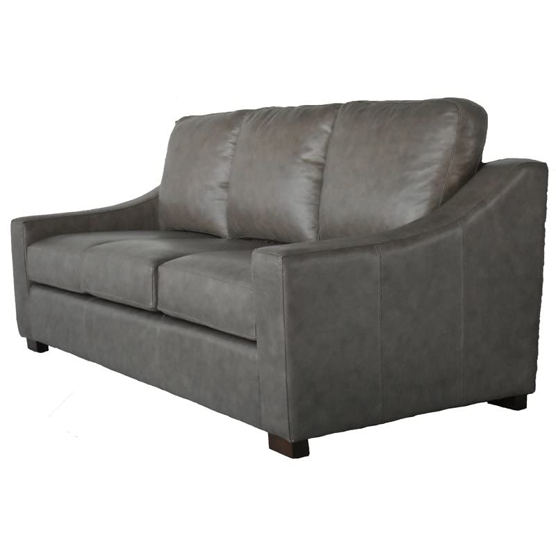 Lea Unlimited Hampton Traditional Leather & Plywood Sofa in Mushroom Gray